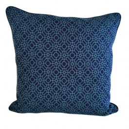 Niebieska poduszka dekoracyjna w stylu glamour w geometryczny wzór
